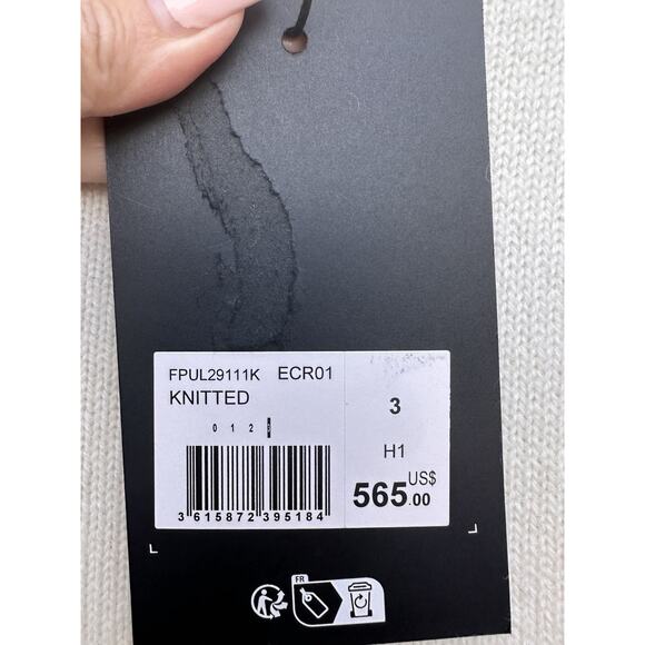 The Kooples Women’s Mock-Neck Cashmere-Blend Oversized Minimalist Sweater Ecru L - Picture 10 of 16